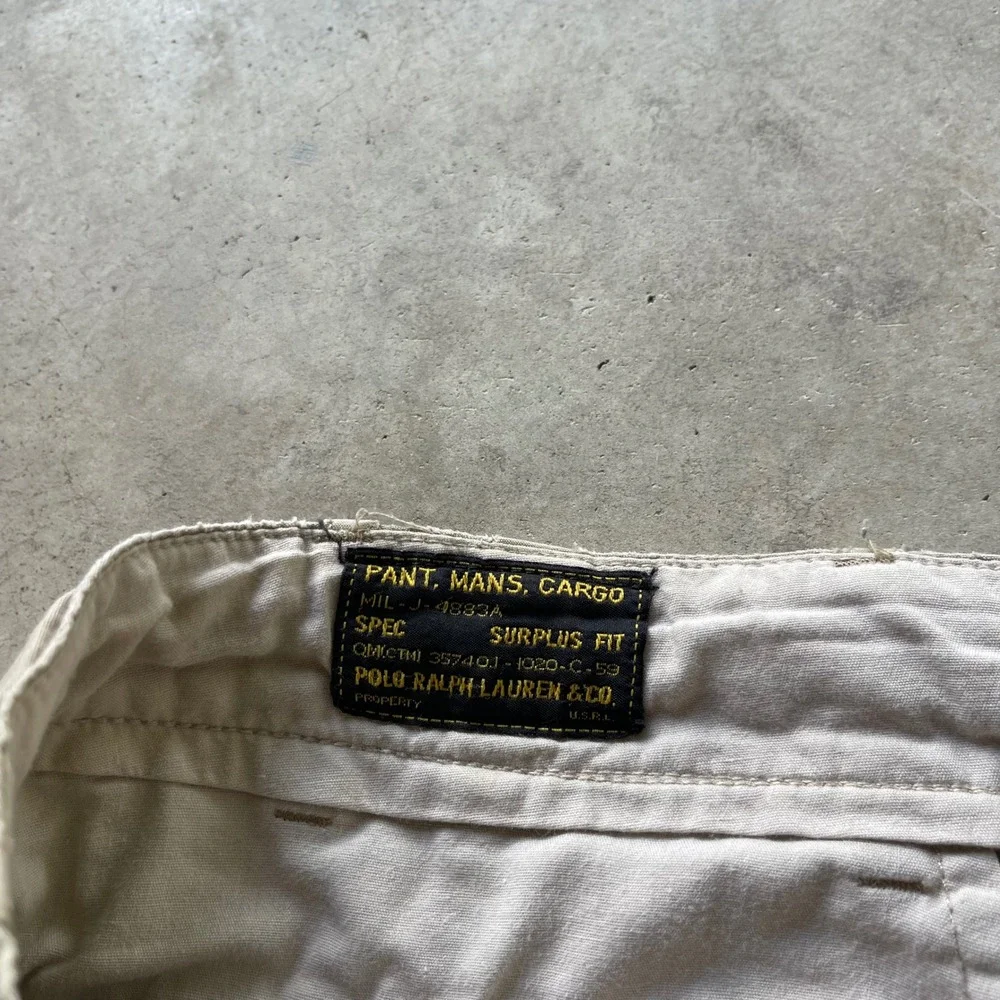 Polo Ralph Lauren Surplus Fit Cargo Pants Mens 40x31 Khaki Vintage Distressed